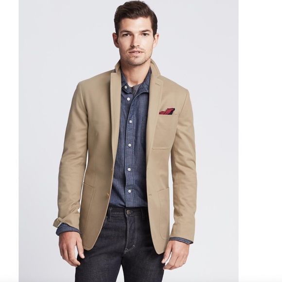 Banana Republic Men's Tailored Fit Khaki Blazer Elbow Patch - 44R - Picture 1 of 13